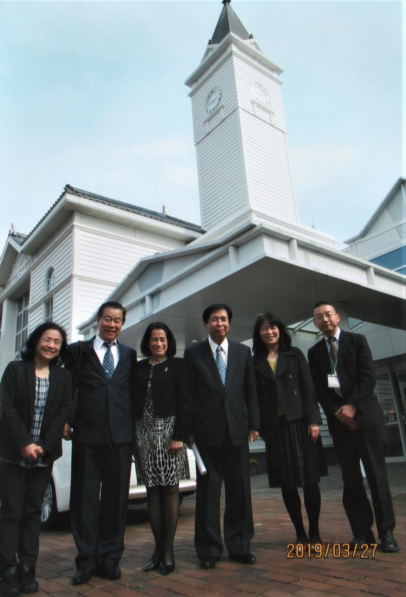 Takahara Caregiver School at Aichiken, Nagoya City (Second third & fourth from the left: Mr. Hideyo Sato, Mrs. Marietta Sato, and Mr. Katsumi Furuta) with the other three delegates.