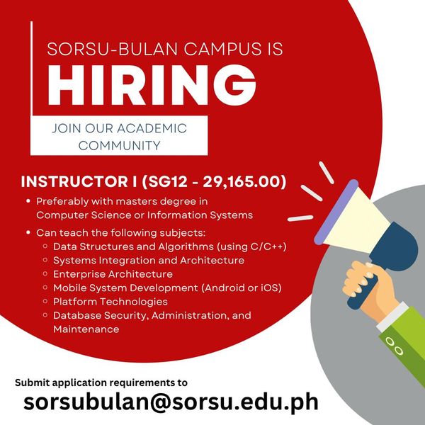 Job Vacancies – SORSOGON STATE UNIVERSITY