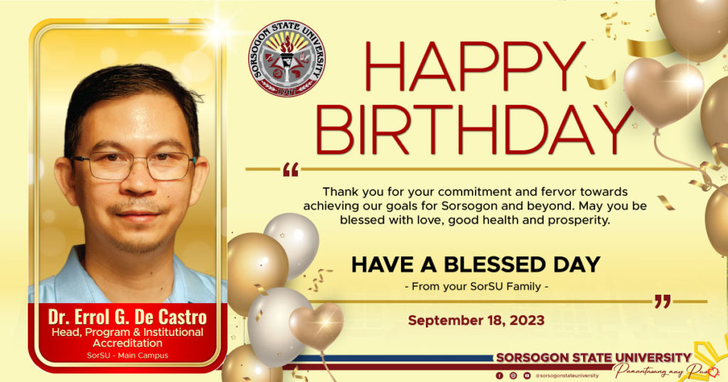 Happy Birthday Dr Errol De Castro Sorsogon State University