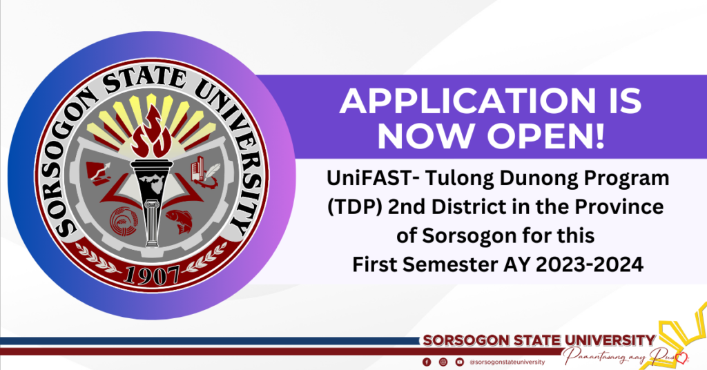 Application is Open for UniFAST TDP 2nd District in the Province of