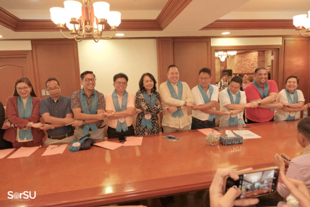 SorSU President Geraldine F. De Jesus at the MOA signing of BiCoRSE