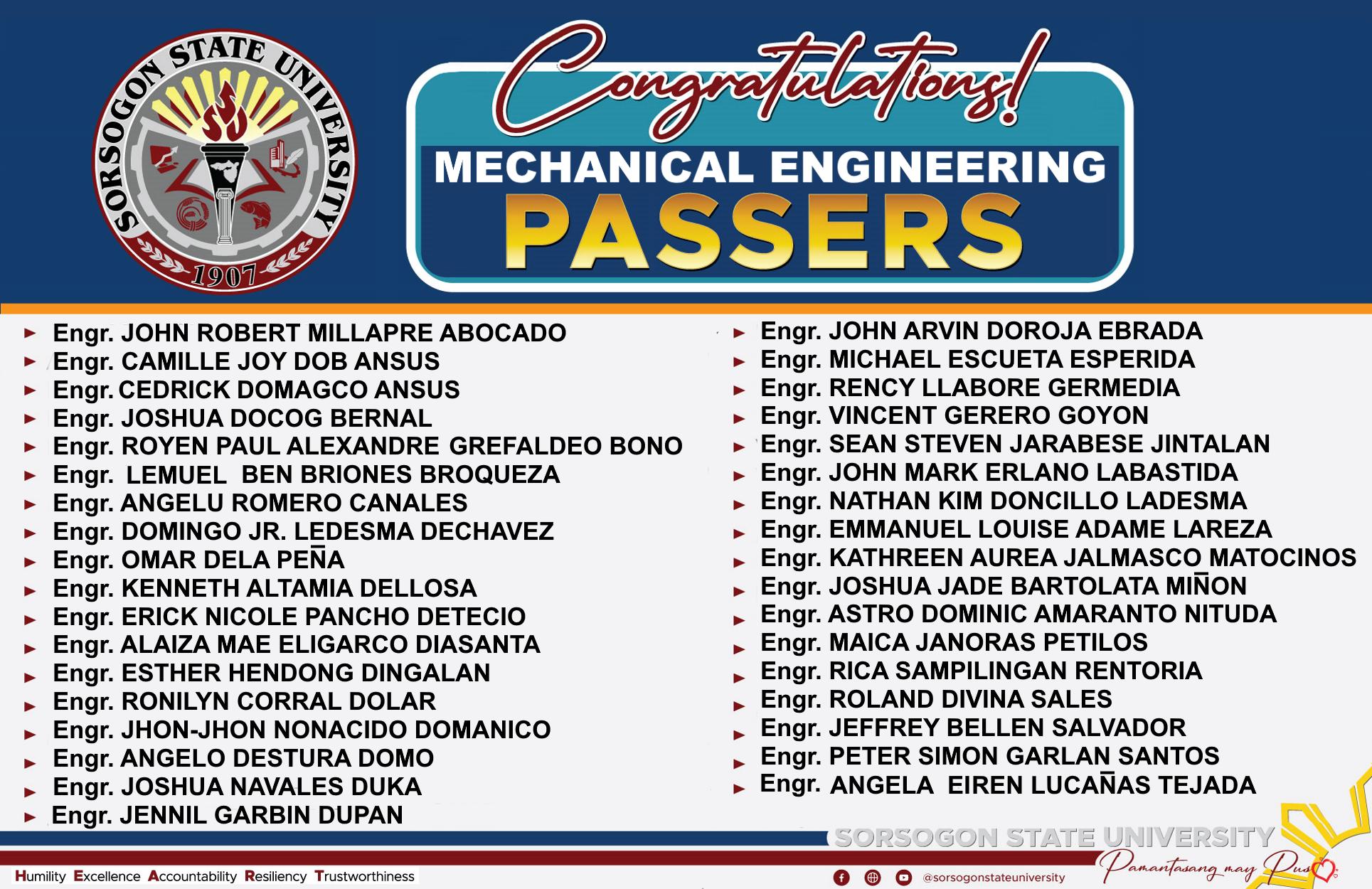 SORSU PRODUCES OUR 35 NEWLY LICENSED MECHANICAL ENGINEERS SORSOGON